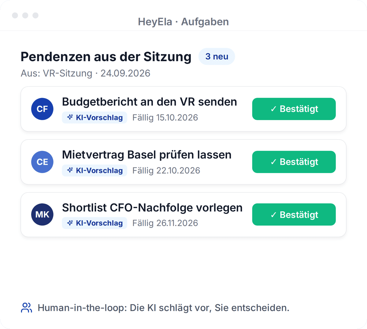 Ihre Pendenzen
