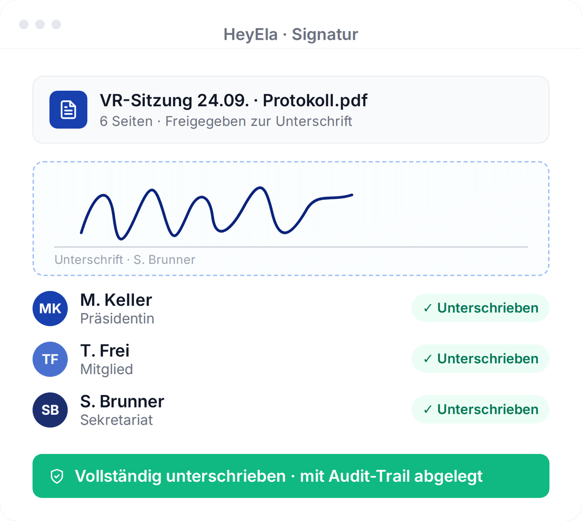 Freigeben, unterschreiben, nachverfolgen